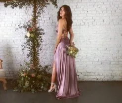 Windsor. Brielle Stretch Satin V Neck Formal Dress