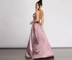 Windsor. Brielle Stretch Satin V Neck Formal Dress -Formal Dresses Online Shop 05002 0447 6