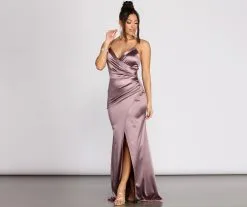 Windsor. Julina Wrap Satin Dress