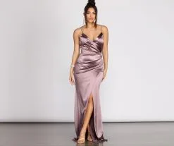 Windsor. Julina Wrap Satin Dress -Formal Dresses Online Shop 05002 0448 4