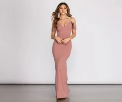 Windsor. Reese Double Ruffle Off Shoulder Mermaid Dress
