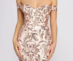 Windsor. Karleen Sequin Off Shoulder Dress -Formal Dresses Online Shop 05002 0494 4