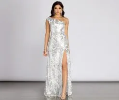 Windsor. Melinda One Shoulder Sequin Dress