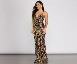 Windsor. Joy Iridescent Sequin Mermaid Dress