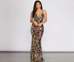 Windsor. Joy Iridescent Sequin Mermaid Dress -Formal Dresses Online Shop 05002 0539 4