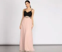 Windsor. Tabia Rhinestone Infinity Trim A-Line Dress