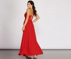 Windsor. Kai Chiffon Lace Up Back A-Line Dress