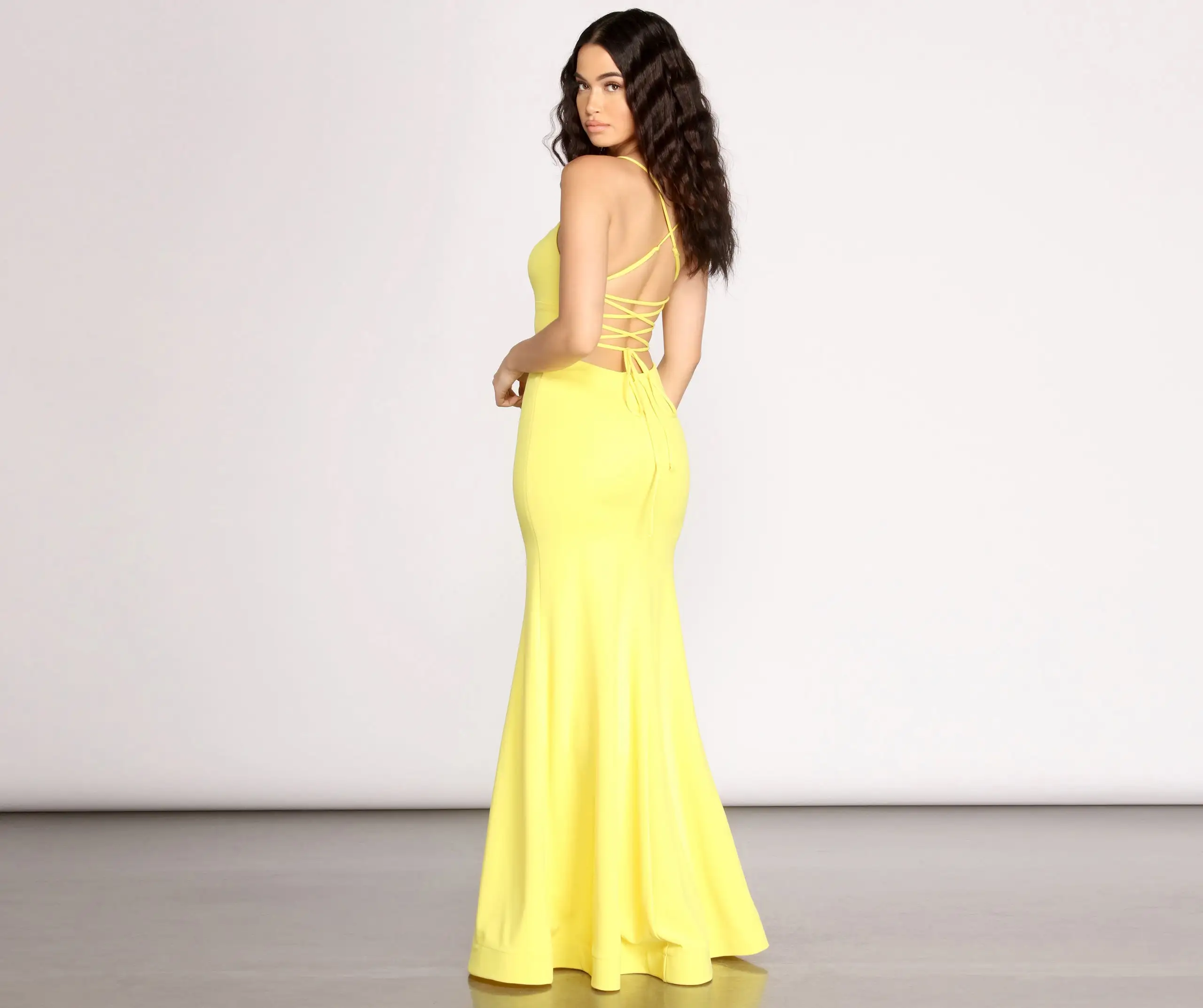 Windsor. Iva Crepe Lace Up Back Mermaid Dress 3 Windsor. Iva Crepe Lace Up Back Mermaid Dress