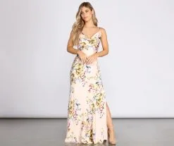 Windsor. Elane Floral Satin Slip Gown