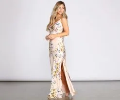 Windsor. Elane Floral Satin Slip Gown -Formal Dresses Online Shop 05002 0637 3