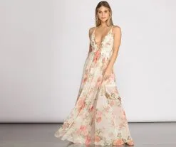 Windsor. Tori Floral Chiffon A-Line Dress