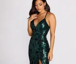 Windsor. Annalise Scroll Sequin Cross Back Dress -Formal Dresses Online Shop 05002 0705 4