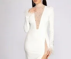 Windsor. Beka Mesh And Heat Stone High Slit Dress -Formal Dresses Online Shop 05002 0722 3