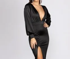 Windsor. Sophia Puff Sleeve Satin Dress -Formal Dresses Online Shop 05002 0772 3 38e64b0a d241 4e9a b830 7e976ee6790d