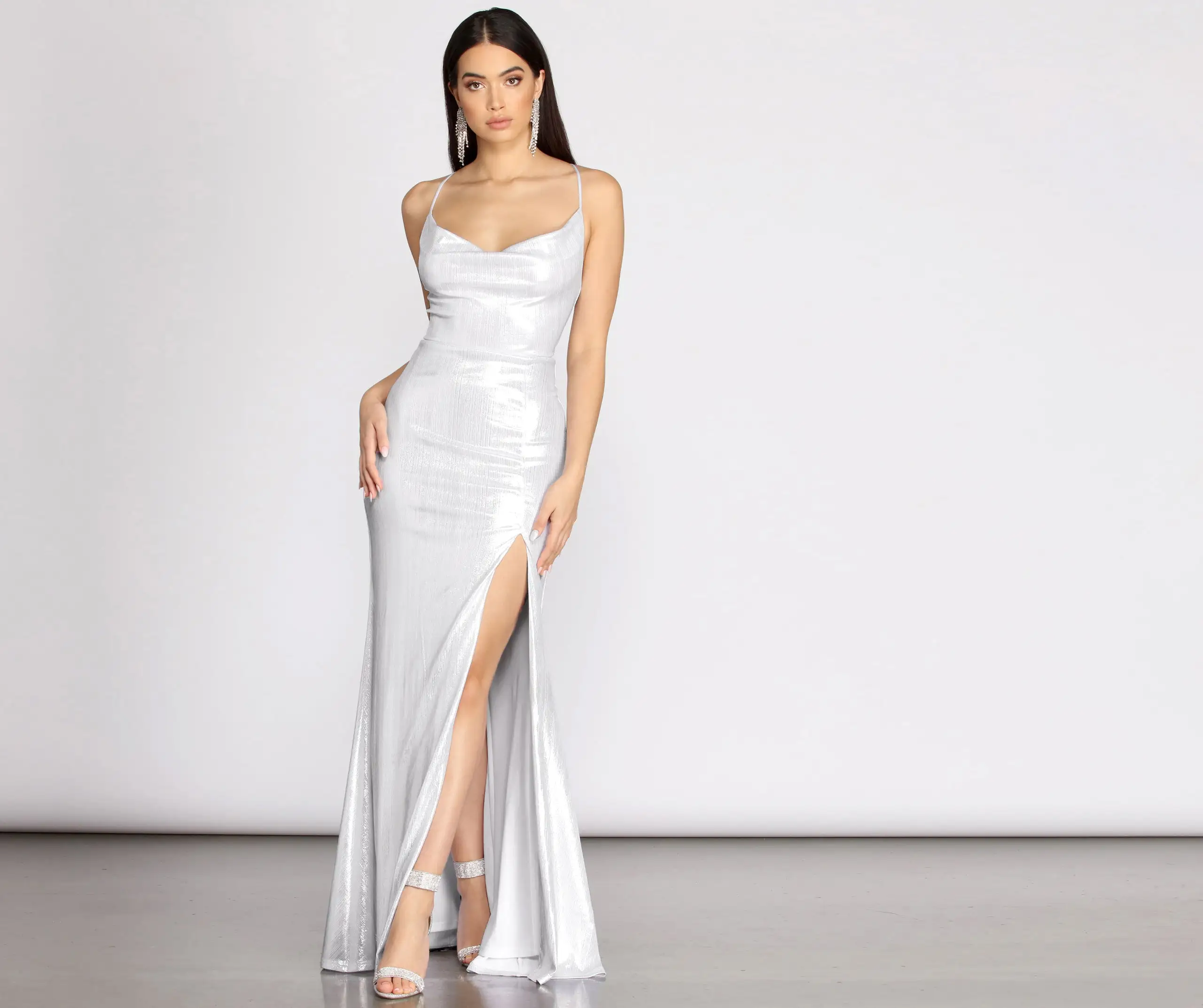 Windsor. Charlie Metallic Knit Mermaid Dress 7 Windsor. Charlie Metallic Knit Mermaid Dress - Image 5