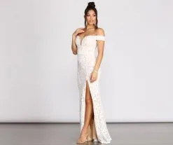 Windsor. Marzia Scroll Sequin Mesh Mermaid Dress