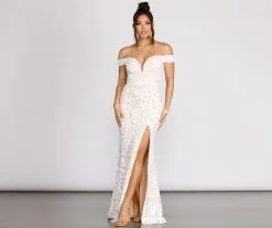 Windsor. Marzia Scroll Sequin Mesh Mermaid Dress -Formal Dresses Online Shop 05002 0819 4