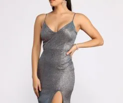 Windsor. Kari High Slit Glitter Dress 9 Windsor. Kari High Slit Glitter Dress -Formal Dresses Online Shop 05002 0841 3