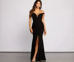 Windsor. Amara Formal High Slit Ruched Dress