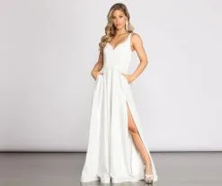 Windsor. Esme Formal High Slit Glitter Dress