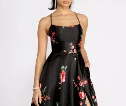 Windsor. Catia Lace Up Back Floral A-Line Dress -Formal Dresses Online Shop 05002 0985 4 7801a083 602c 491f a1bd 7b1ce7ce64a8
