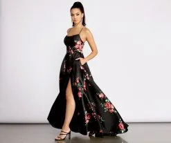 Windsor. Catia Lace Up Back Floral A-Line Dress -Formal Dresses Online Shop 05002 0985 5 115aac22 9882 4804 8f15 fd41cbd3b95d