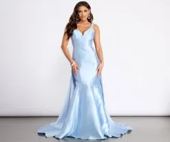 Windsor. Brenda Back Bow Satin Train Dress