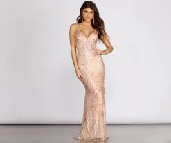 Windsor. Clarita Lace Up Back Embroidery Sequin Dress