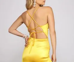 Windsor. Cassie Sleeveless Satin High Slit Formal Dress -Formal Dresses Online Shop 05002 1019 5