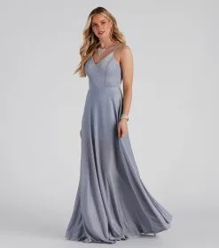 Windsor. Tianna Formal Glitter A-Line Dress -Formal Dresses Online Shop 05002 1071 3