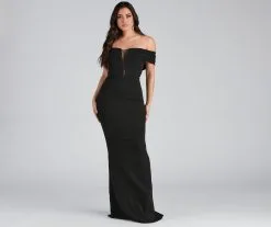 Windsor. Olivia Formal Off The Shoulder Crepe Dress