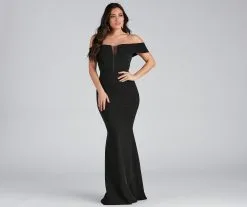 Windsor. Olivia Formal Off The Shoulder Crepe Dress -Formal Dresses Online Shop 05002 1137 3