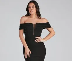 Windsor. Olivia Formal Off The Shoulder Crepe Dress -Formal Dresses Online Shop 05002 1137 4