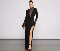 Windsor. Beka Mesh And Heat Stone High Slit Dress -Formal Dresses Online Shop 05002 1171 1 14c0cdf5 402b 4edb ac23 b118af5f151b