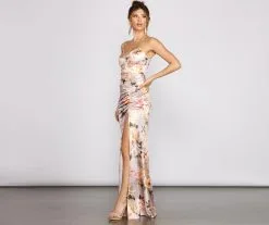 Windsor. Taylor Satin Floral High-Slit Dress -Formal Dresses Online Shop 05002 1177 3 2374904f 99f5 481d 8ad4 c68b66d22491