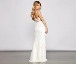 Windsor. Melissa Sequin Mesh Cross-Back Dress