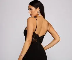 Windsor. Willow Formal High Slit Crepe And Lace Dress -Formal Dresses Online Shop 05002 1210 5