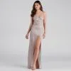 Windsor. Zenni Formal High Slit Glitter Dress