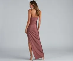 Windsor. Darla Formal High Slit Satin Dress -Formal Dresses Online Shop 05002 1297 2 4f48334c b3e7 48bb a0dd 8f0b28f690ed