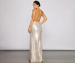 Windsor. Elena Sequin Open-Back Formal Dress