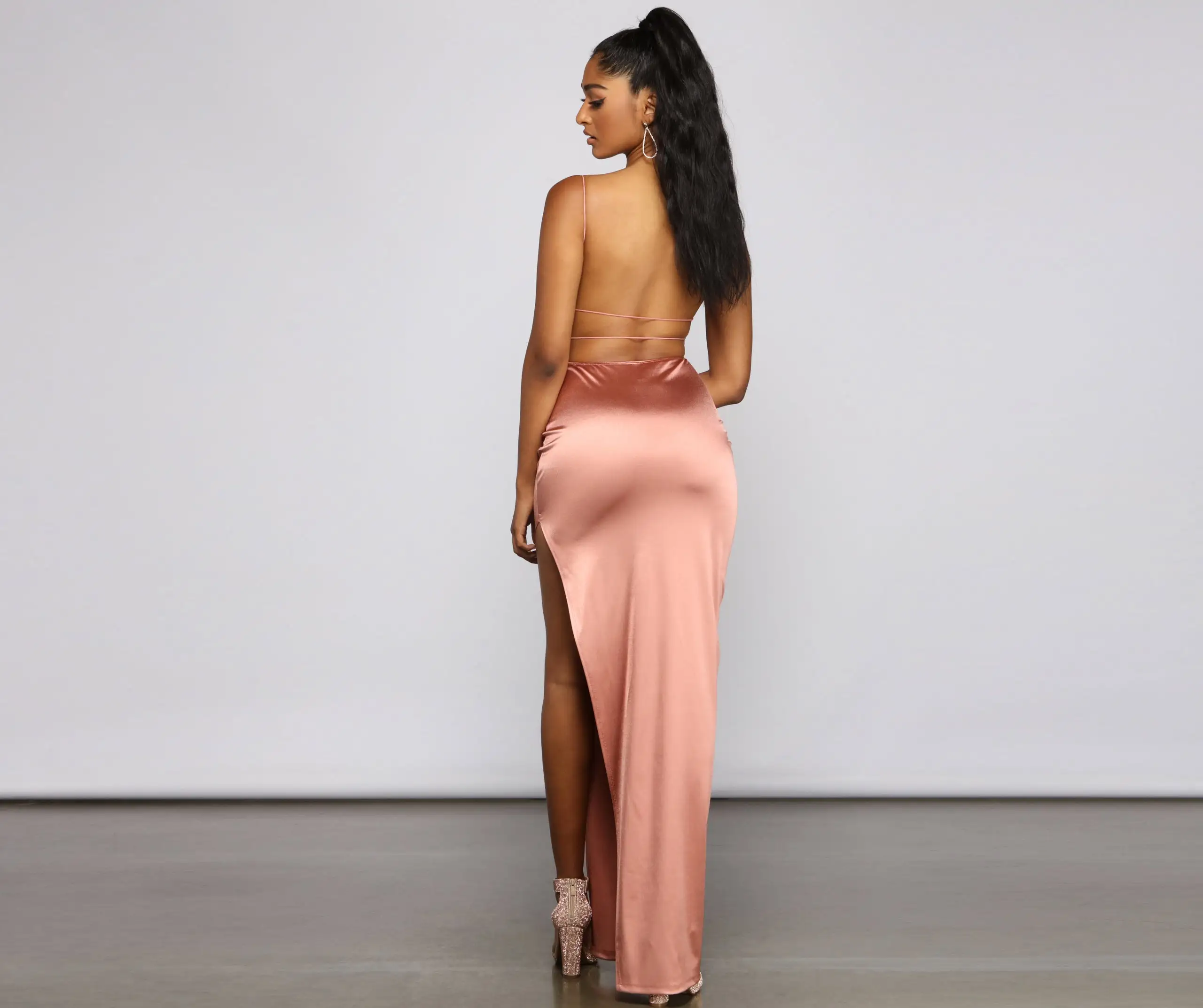 Windsor. Nat Formal Backless Satin Dress 4 Windsor. Nat Formal Backless Satin Dress - Image 2