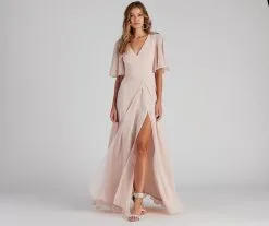 Windsor. Greta Formal High Slit Chiffon Dress