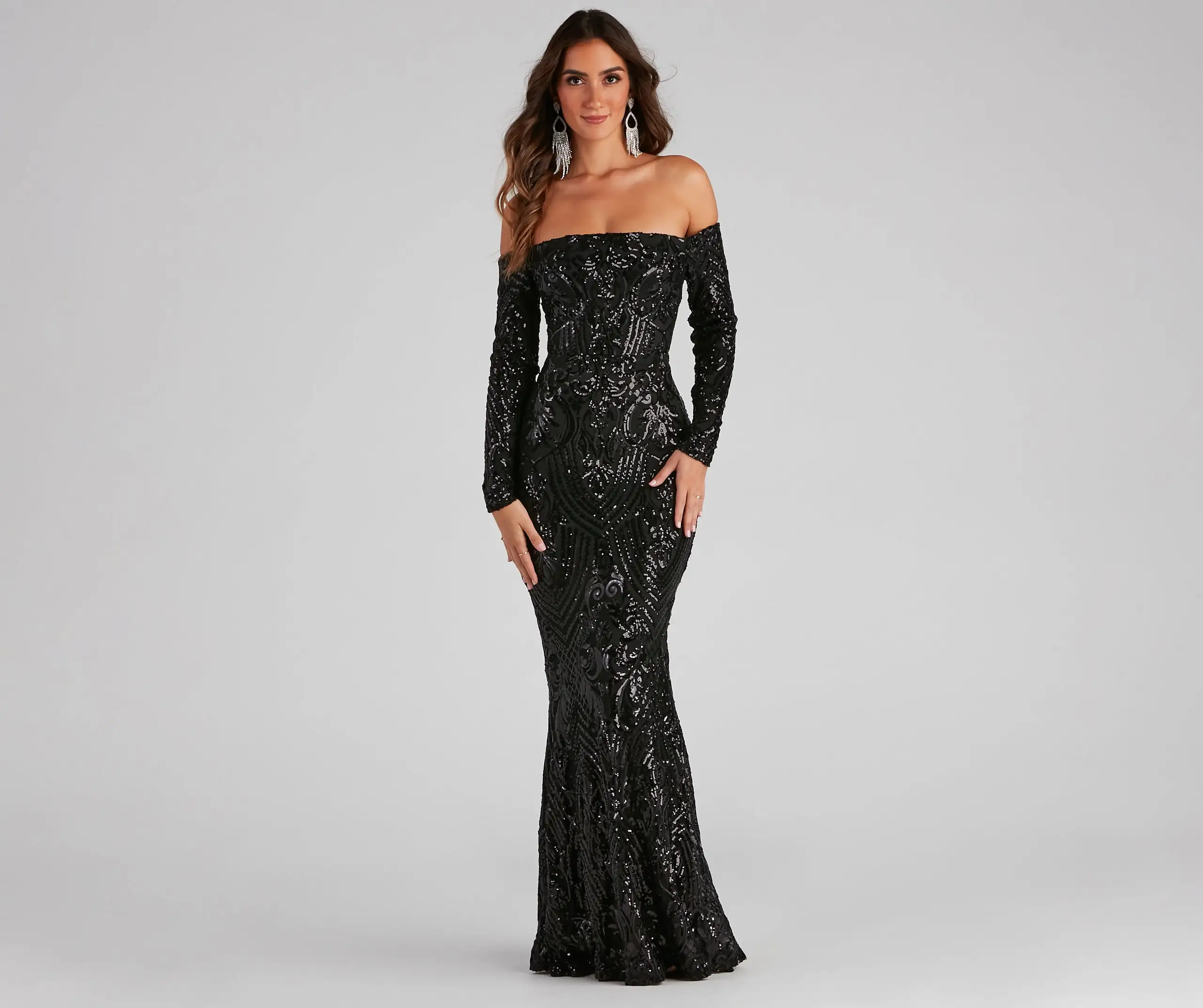Windsor. Sierra Sequin Off The Shoulder Formal Dress 9 Windsor. Sierra Sequin Off The Shoulder Formal Dress - Image 7