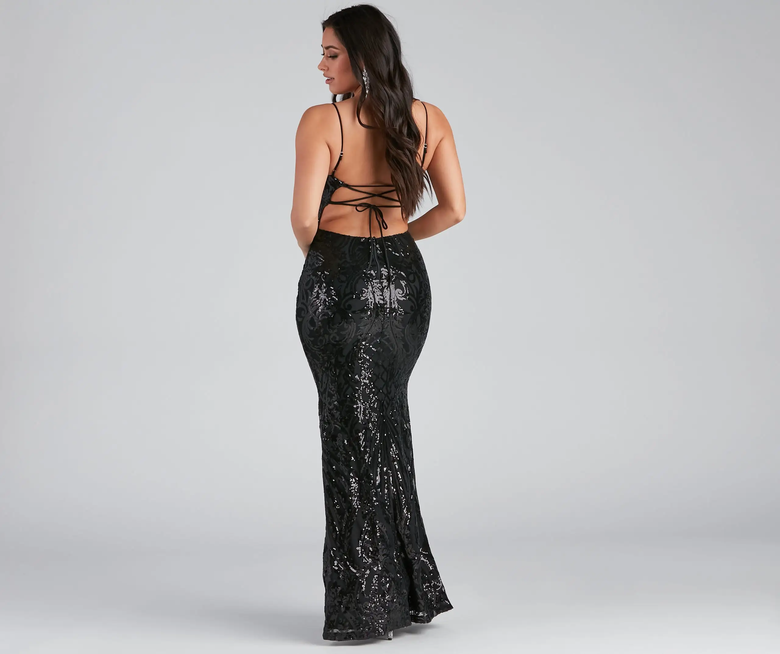 Windsor. Serena Sequin Mesh Mermaid Dress 8 Windsor. Serena Sequin Mesh Mermaid Dress - Image 6