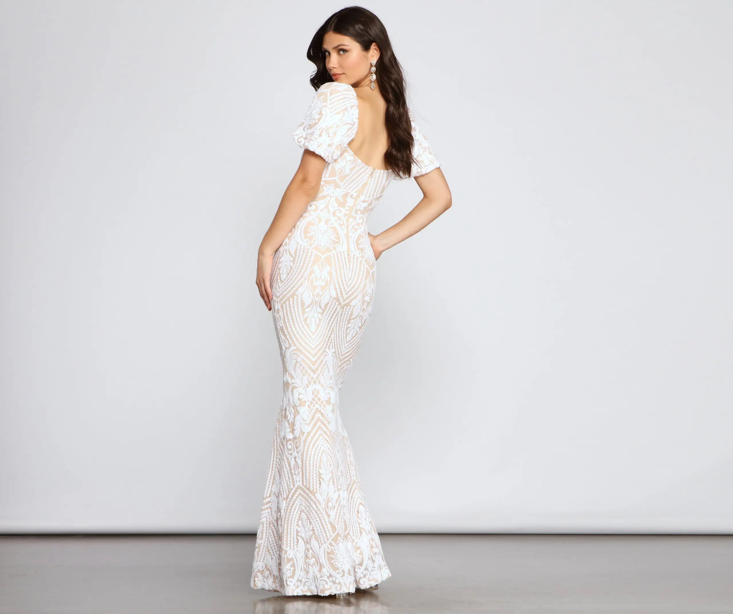 Windsor. Quinn Sequin Scroll Puff Sleeve Dress 4 Windsor. Quinn Sequin Scroll Puff Sleeve Dress - Image 2