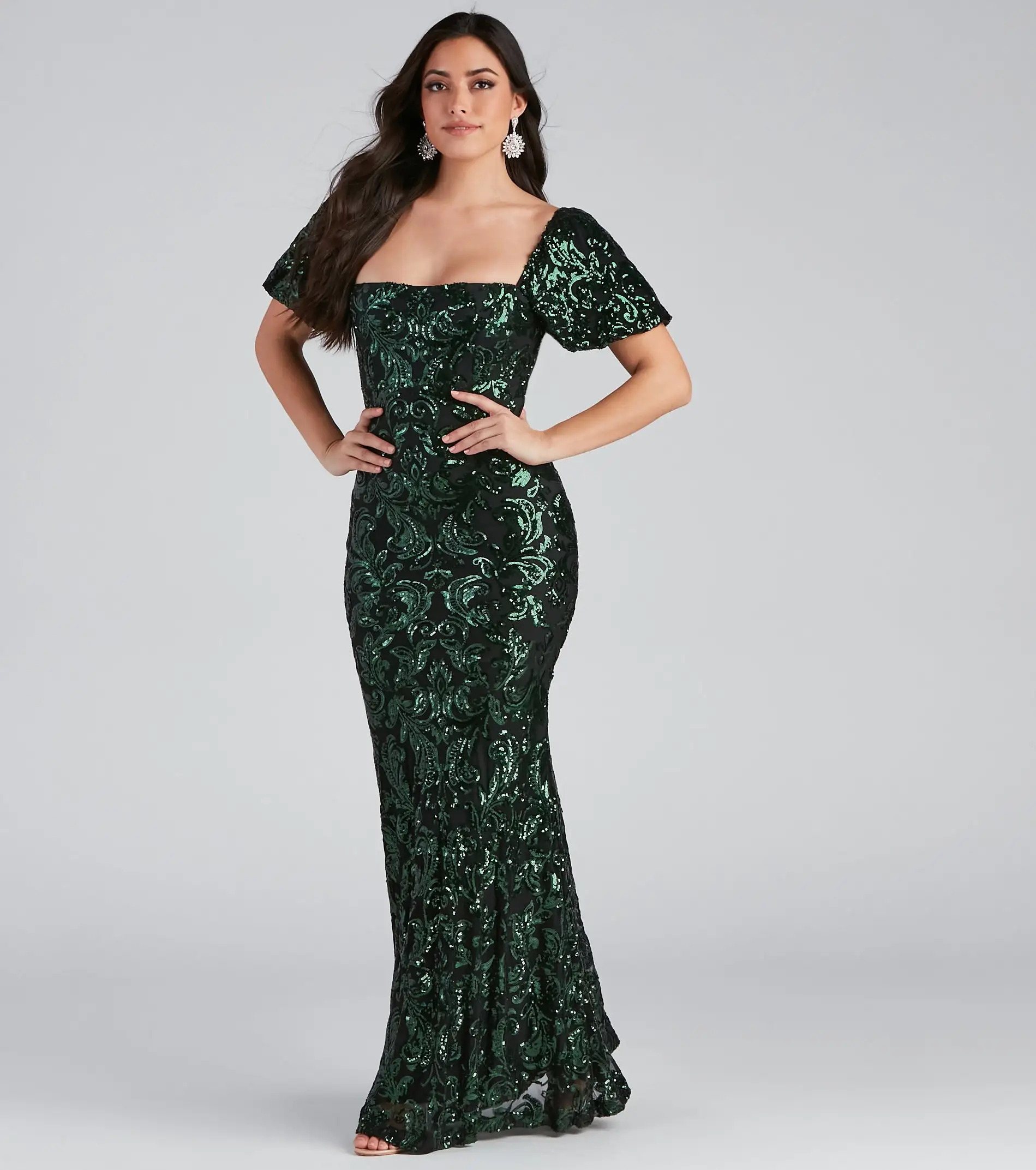 Windsor. Quinn Sequin Scroll Puff Sleeve Dress 7 Windsor. Quinn Sequin Scroll Puff Sleeve Dress - Image 5