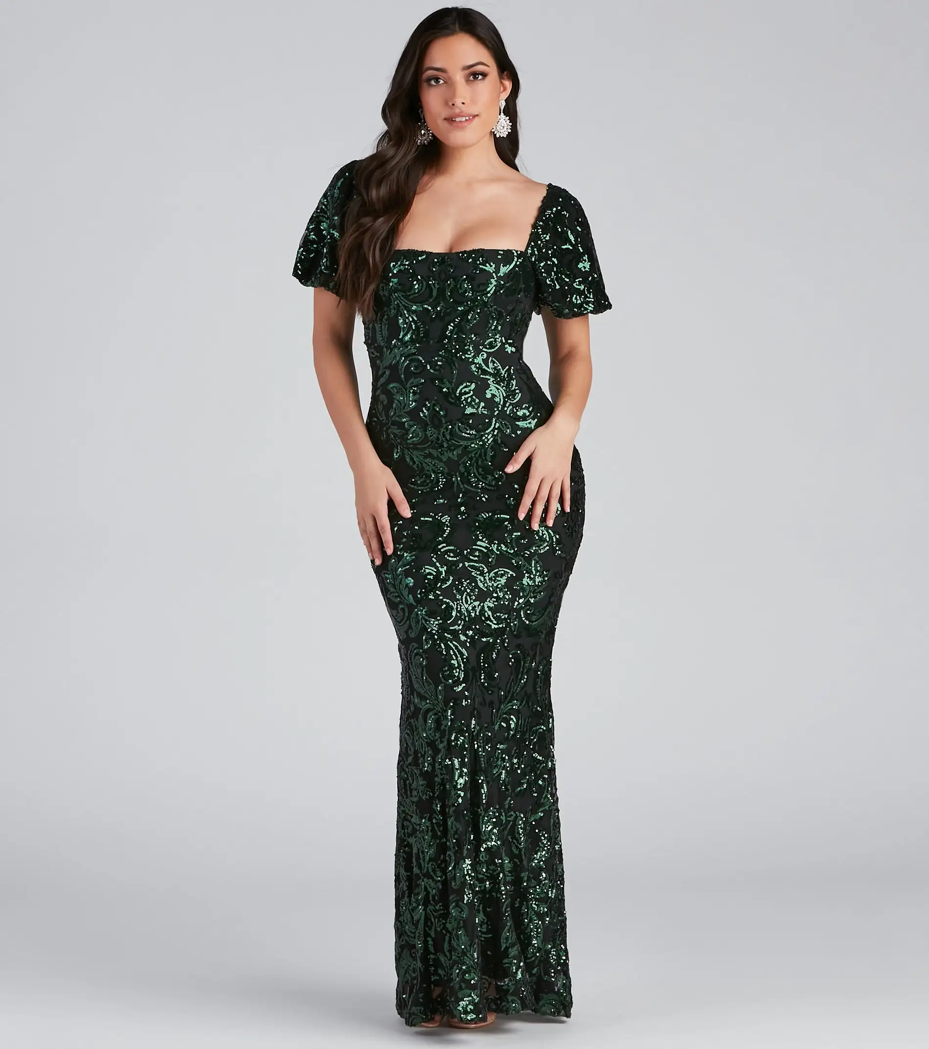 Windsor. Quinn Sequin Scroll Puff Sleeve Dress 9 Windsor. Quinn Sequin Scroll Puff Sleeve Dress - Image 7