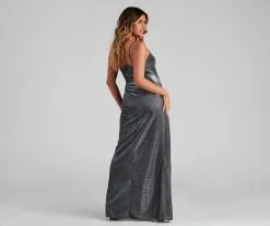Windsor. Zenni Formal High Slit Glitter Dress -Formal Dresses Online Shop 05002 1534 2