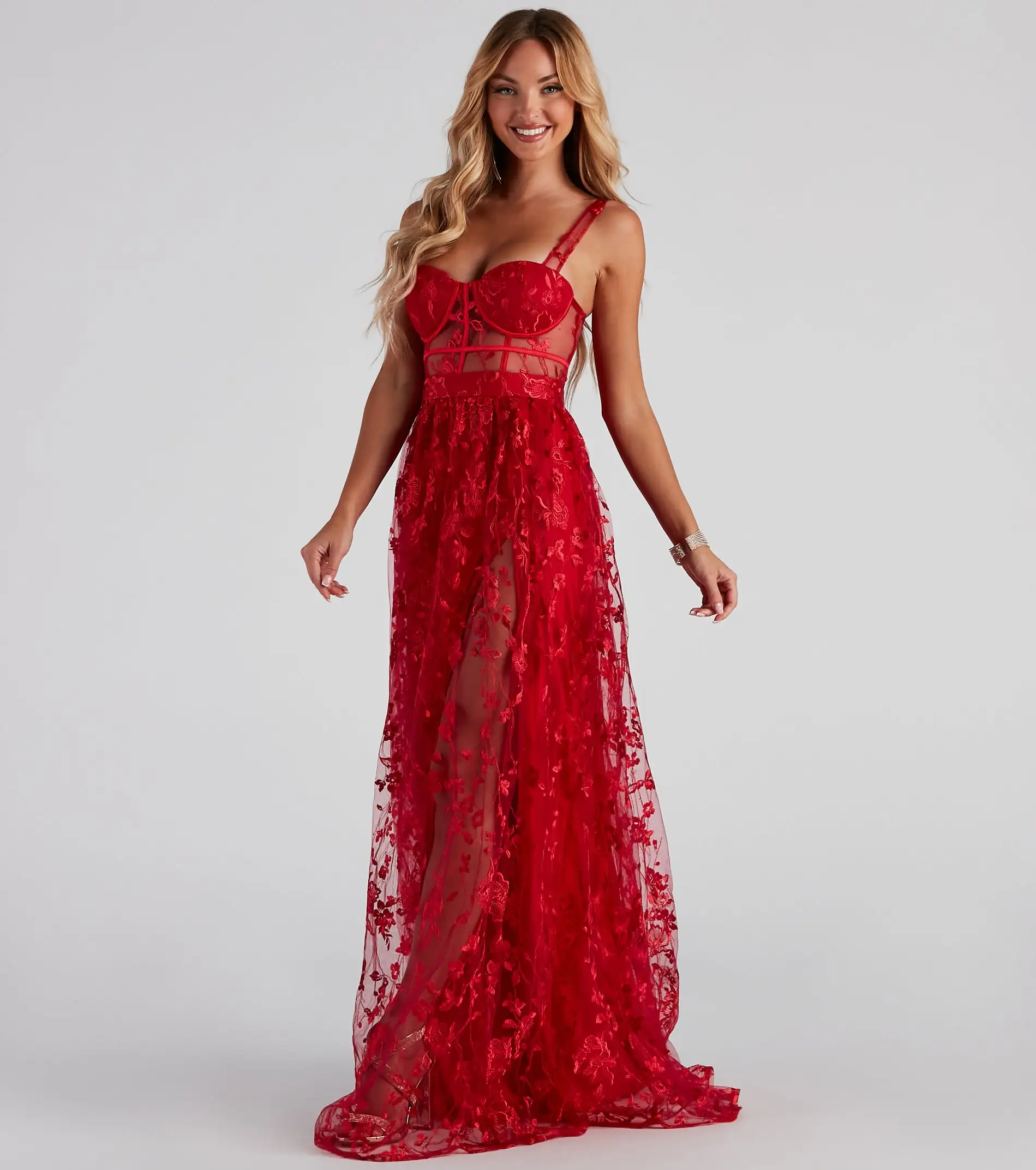 Windsor. Alina Formal Illusion Lace A-Line Dress 4 Windsor. Alina Formal Illusion Lace A-Line Dress - Image 2