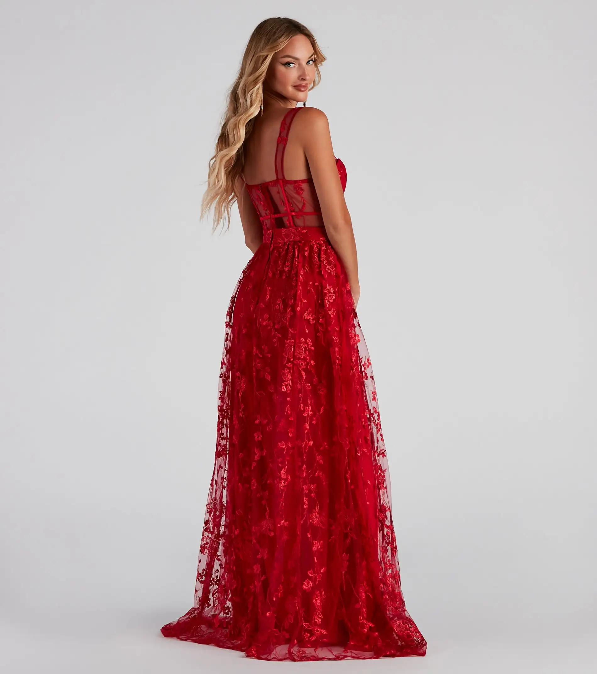 Windsor. Alina Formal Illusion Lace A-Line Dress 5 Windsor. Alina Formal Illusion Lace A-Line Dress - Image 3